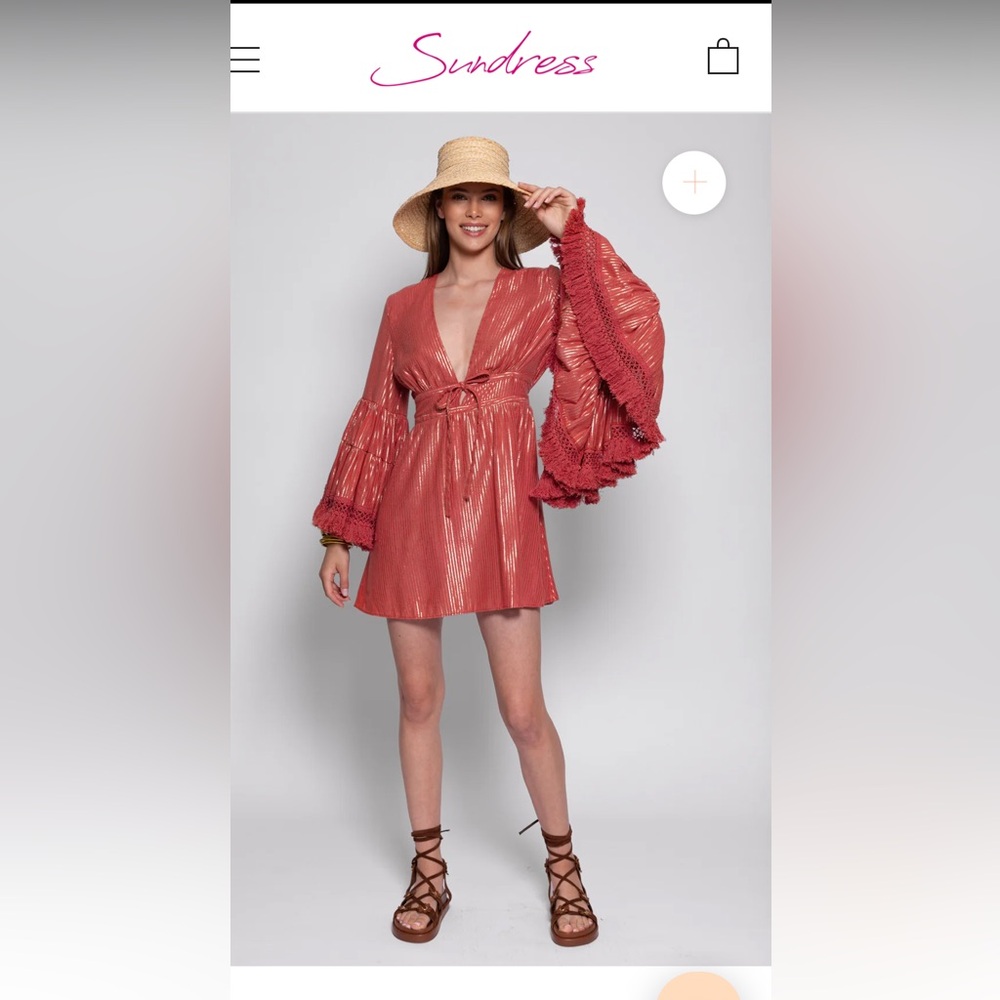 Coral  and gold cover up from SUNDRESS.fr